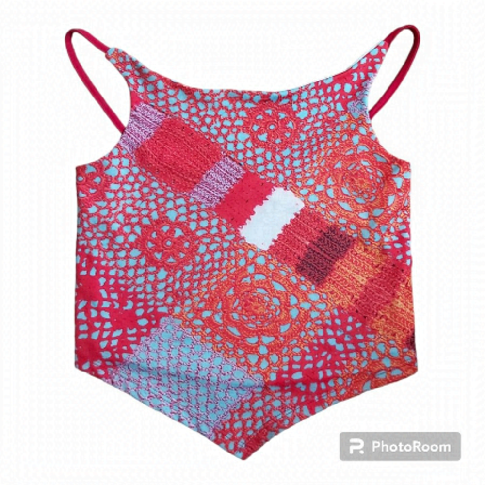 LUX Girls Paisley Bikini Open Back Polyester Blend Bathing Suit Top - Size Large